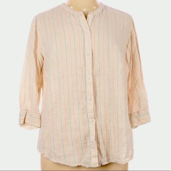 Lane Bryant linen blend button up blouse top 14-16 - Picture 1 of 7